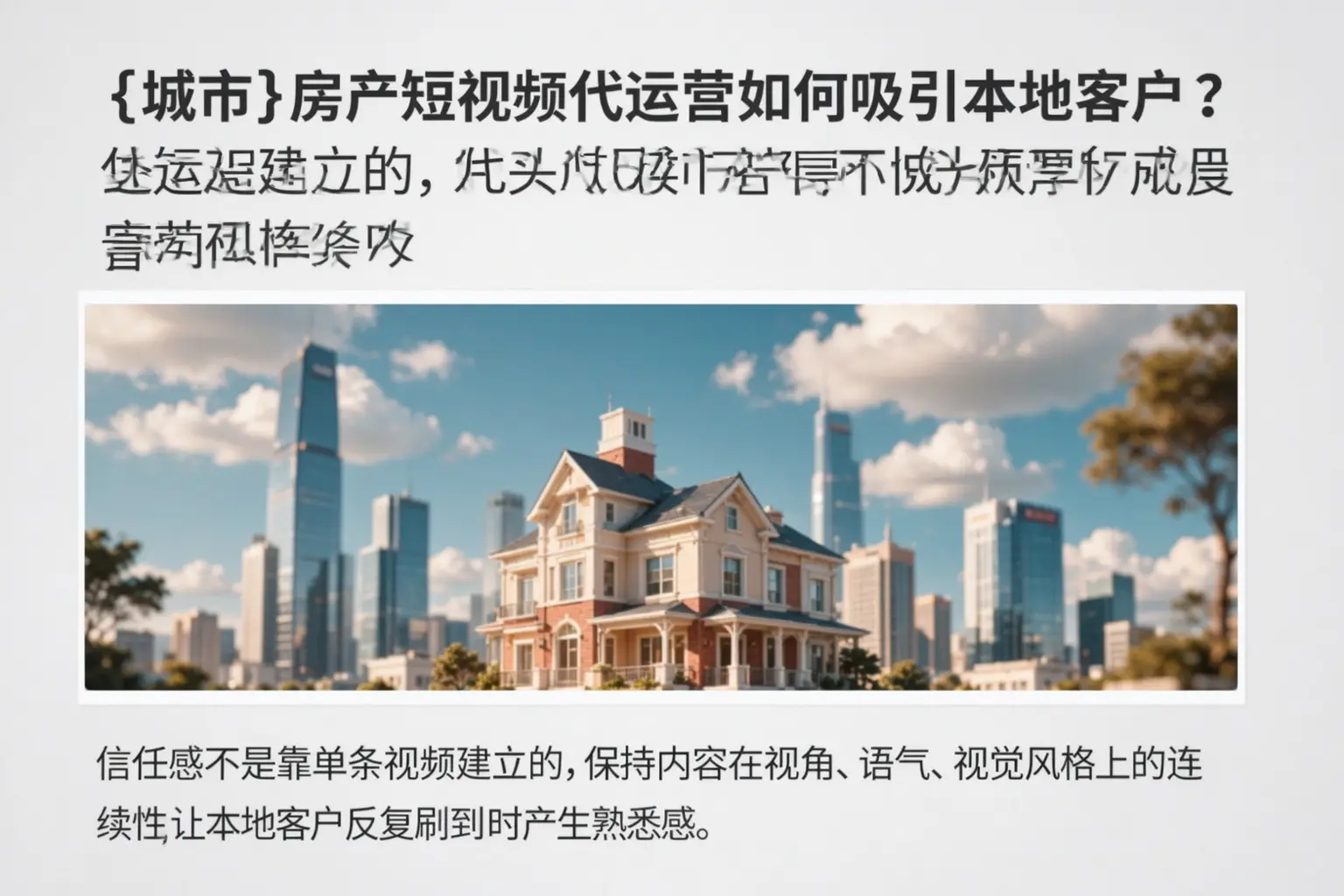 鸡西房产短视频代运营如何吸引本地客户?