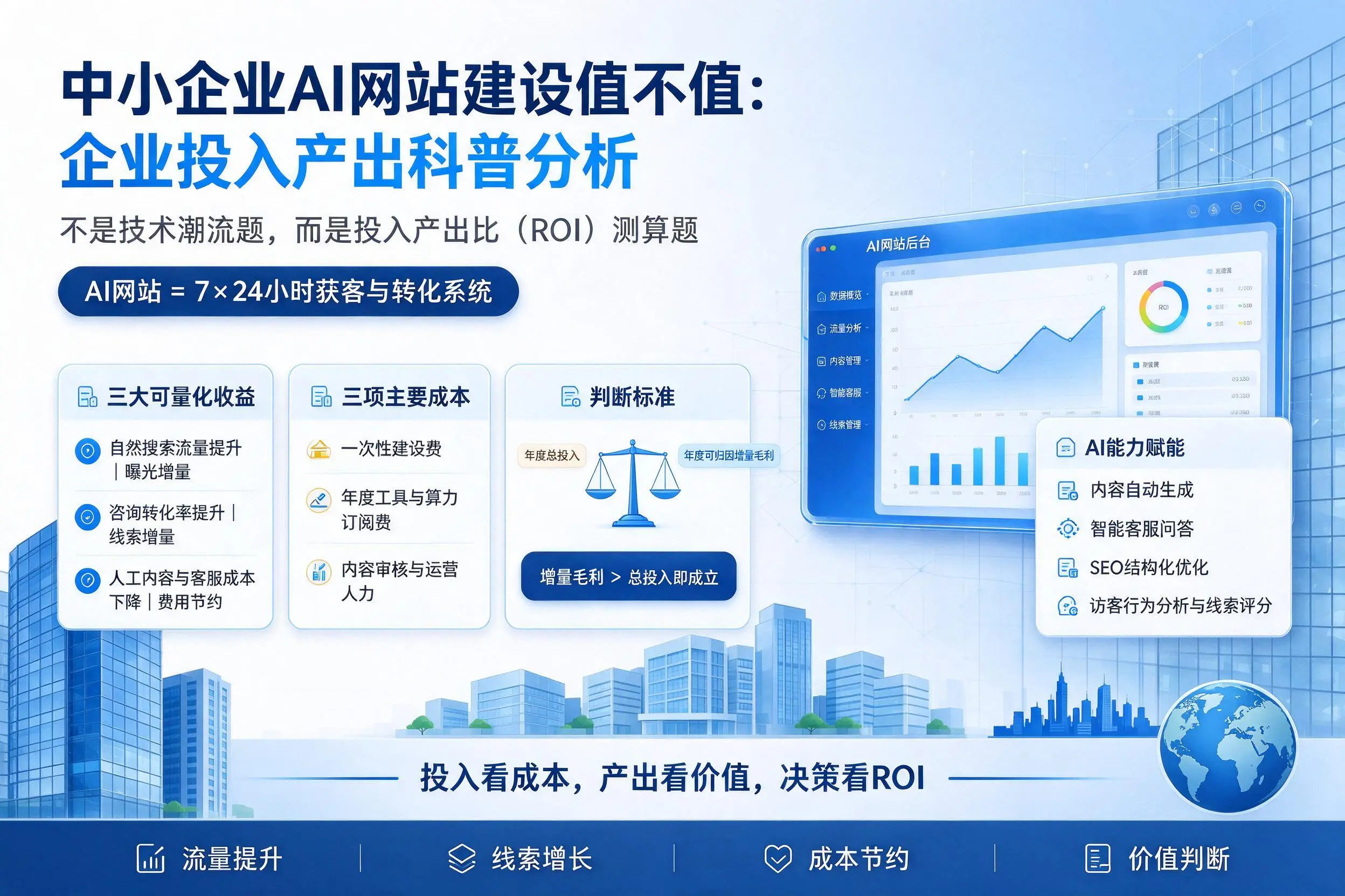 中小企业AI网站建设值不值：鸡西企业投入产出科普分析