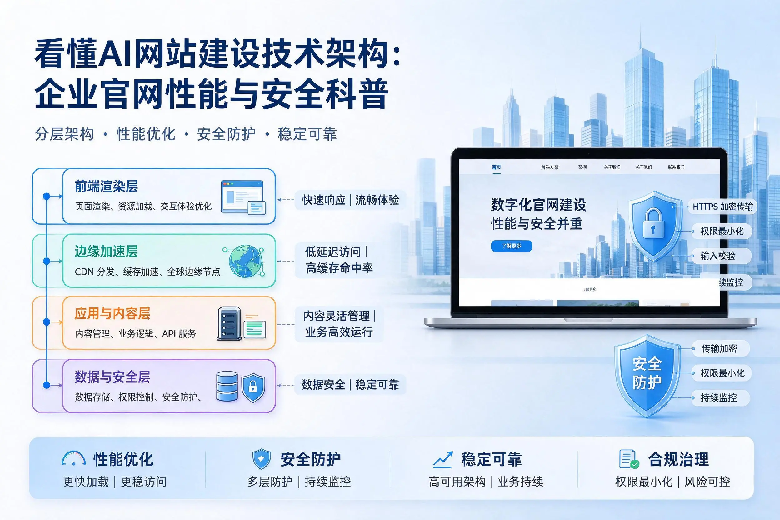 看懂AI网站建设技术架构：鸡西企业官网性能与安全科普
