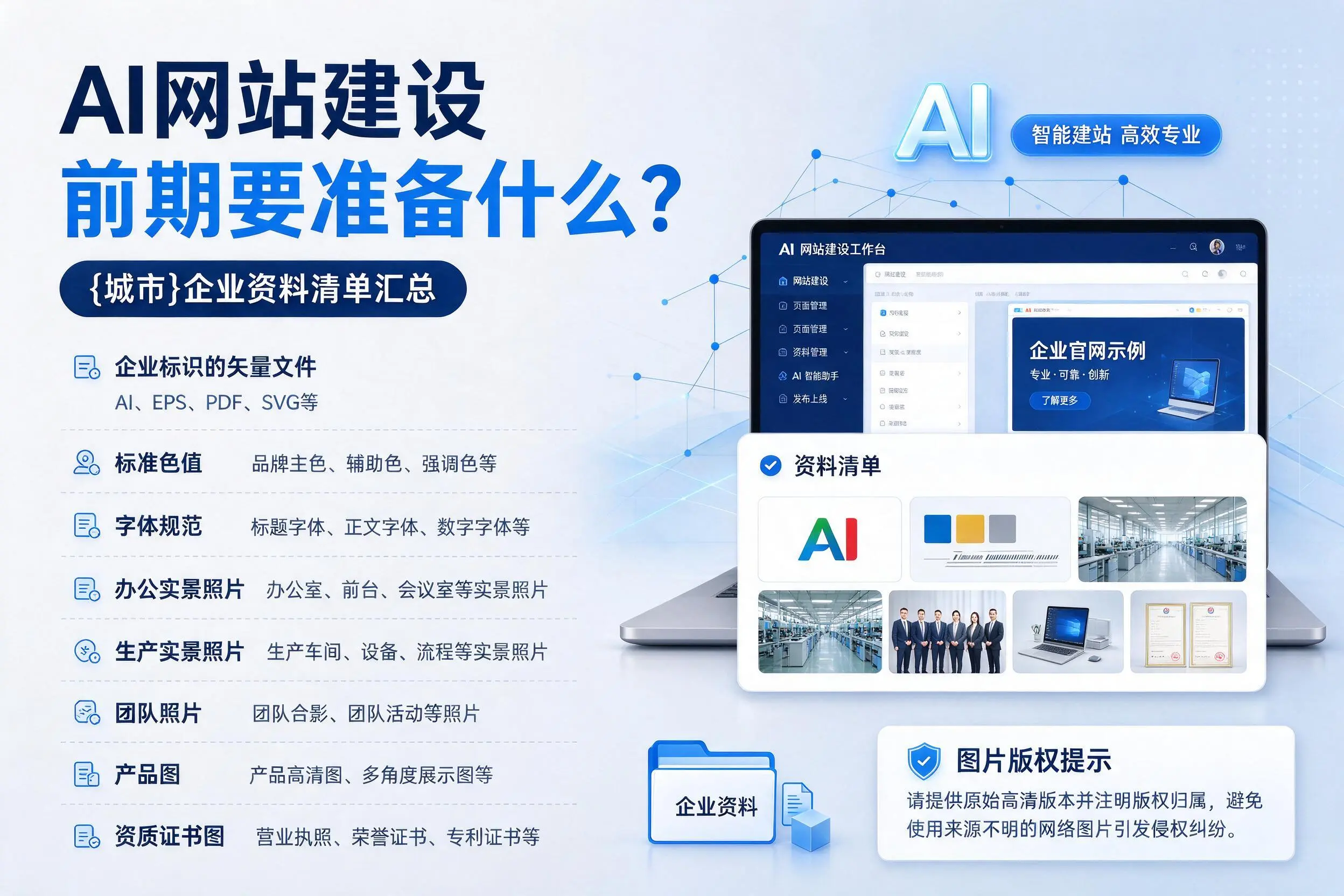 AI网站建设前期要准备什么？鸡西企业资料清单汇总